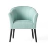 Tufted Upholstered Arm Chairs, Mid Century Modern Accent Chairs With Wood Legs, Fabric Sofa Chairs Reading Chair For Living Room,Light Blue - 3 of 4