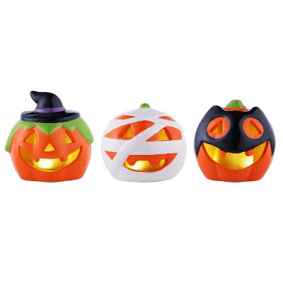 Mr. Halloween Trick or Treat LED Pumpkins - 3.5" - Set of 3
