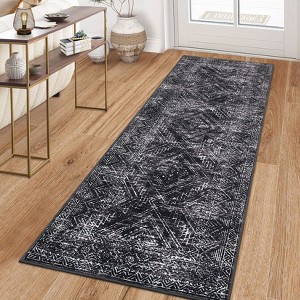Faux Wool Machine Washable Foldable Printed Area Rug Modern Distressed Diamond Heart with Non Slip Design Stain Resistant Non Shedding Pet Friendly - 1 of 4