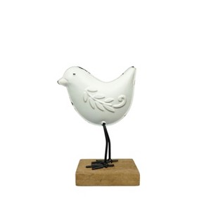 VIP Metal 6 in. White Bird with Stand Accent - 1 of 2