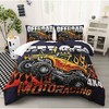 Boersma Monster Truck Comforter Set, Monster Truck with Fire Pattern Racing Sport Bedding, Moto Racing Theme Bedding Room Decor - 2 of 4