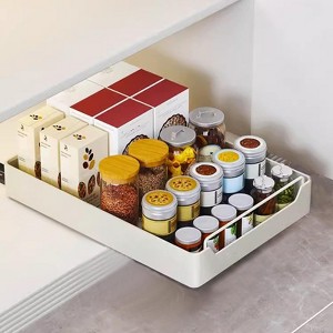 Pull Out Cabinet Organizer Fixed With Adhesive Film, Heavy Duty Storage and Organization Slide Out Pantry Shelves Sliding Drawer Pantry Shelf - 1 of 4