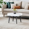 VYNXARIA Natural wood grain round coffee table,23.6" diameter.Features exquisite suction molding, natural wood texture,and black sprayed metal legs. - 3 of 4