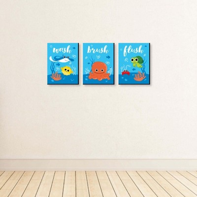 Under the Sea Multicolor Digital Art Kids Bathroom Wall Art Set