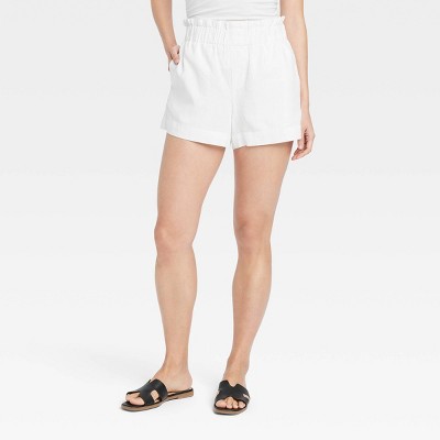 Women's High-rise Linen Pull-on Shorts - A New Day™ White L : Target