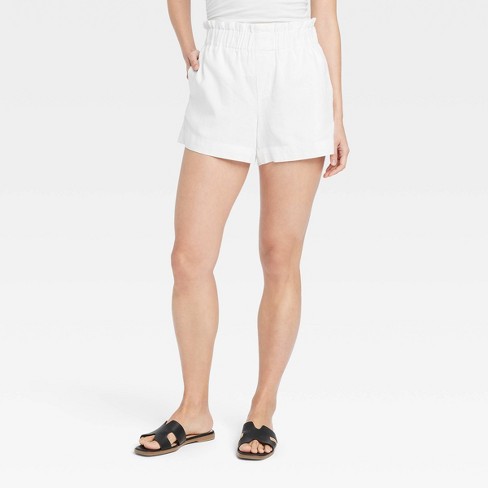 Women's Pull-on Style Stretchy Super-Short Shorts - White