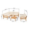 GDFStudio Bernice 7 Piece Outdoor Acacia Wood Sectional Sofa Set with Loveseat and Coffee Table - 3 of 4