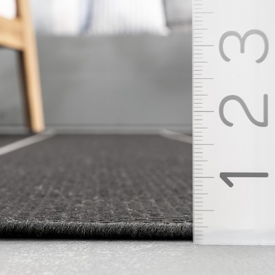 Modern Striped Black Synthetic Area Rug 5' 3" x 7' 6"