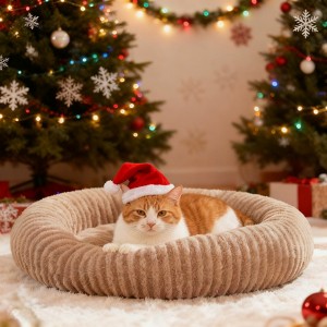 JOEJOY Round Dog Bed with Anti-Slip Bottom & Removable Cover,Rabbit Fur and Teddy Fabric with Drawstrings - 1 of 4