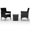 vidaXL 3 Piece Bistro Set Poly Rattan and Tempered Glass Black - 2 of 4