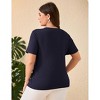 YESFASHION Women Plus Size V-Neck Button Blouse Short Sleeve Lightweight Casual Summer Tunic Top - 4 of 4