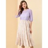 Allegra K Women's Vintage Round Neck Elbow Sleeve Semi Sheer Lace Blouse - 3 of 4