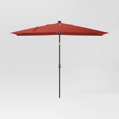 6'x10' Rectangular Solar Outdoor Patio Market Umbrella with Black Pole - Threshold™