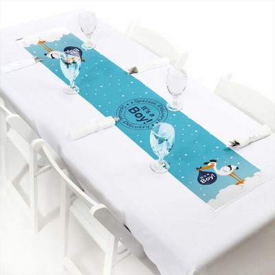 Big Dot of Happiness Boy Special Delivery - Petite Blue It's a Boy Stork Baby Shower Paper Table Runner - 12 x 60 inches