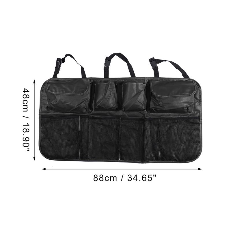 Unique Bargains Car Seat Protector Bag Multi Pocket Storage Bag Faux Leather 34.65"x18.9", 3 of 7