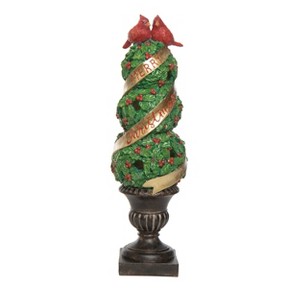 Transpac Resin 19 in. Multicolored Christmas Light Up Cardinal Topiary Decor - 1 of 2