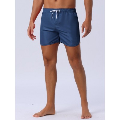 INSPIRE CHIC Men's Casual Lightweight Solid Color Elastic Waist Drawstring Summer Beach Board Shorts Dark Blue 30 — фото 2