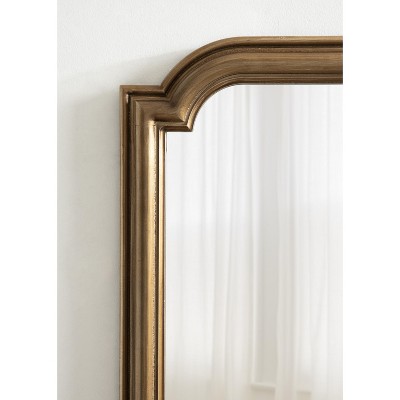 Gold Scalloped Rectangular Wood Bathroom Vanity Mirror
