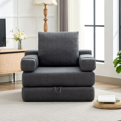 HYEORY Modern Fold Down Chair Flip Out Lounger Convertible Sleeper Sofa Bed Couch