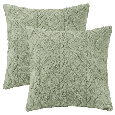 Unique Bargains Short Plush Throw Solid Geometric Soft Pillow Covers 2 Pcs