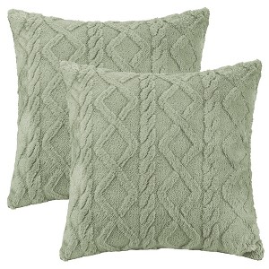 Unique Bargains Short Plush Throw Solid Geometric Soft Pillow Covers 2 Pcs - 1 of 4