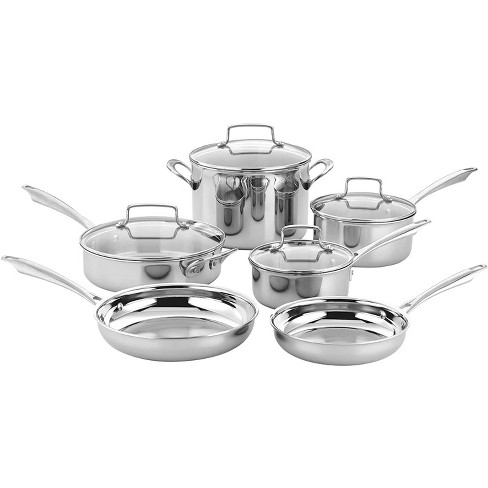 Cuisinart Tps-10 Tri-ply Stainless Steel 10 Piece Cookware Set : Target