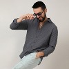 Campus Sutra Men Men's Charcoal Grey Embossed Geometric Shirt - 2 of 4