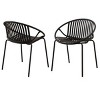 Patio Accent Chair Set Of 2,Modern Arm Chair With Cutout Design Backrest And Metal Legs,Outdoor Furniture -Maison Boucle - 3 of 4