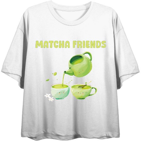 Matcha Friends Matcha Tea Women's White Crew Neck Crop Top-xl : Target