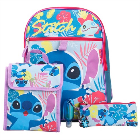 Disney Lilo & Stitch Girls' 5-Piece Backpack Lunchbox Set - Blue/Multi, One Size