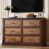 Brown 6 Drawer Dresser for Bedroom, Farmhouse Large Double Chest of Drawers with Metal Handles, Rustic Wooden Dresser for Living Room, Hallway - 4 of 4