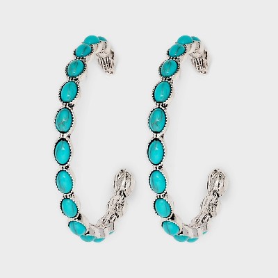 Faux Turquoise Stone Hoop Earrings - Wild Fable™ Turquoise Blue