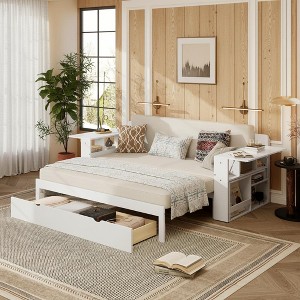 Polibi 4-in-1 Smart Daybed with Pull-Out Bed, Foldable Desk & Storage Drawers - 1 of 4