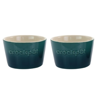 Crockpot 8oz 2 Piece Green Stoneware Ramekin Set