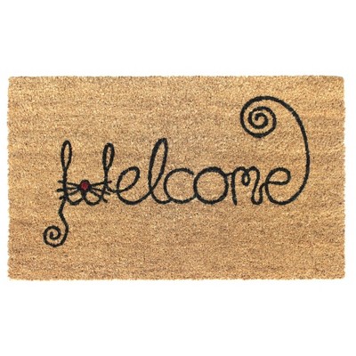 Tufted Cat Face Welcome Doormat Black - Raj