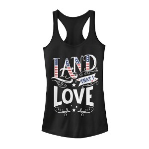 Juniors Womens Lost Gods Fourth of July  America Love Land Racerback Tank Top - 1 of 4