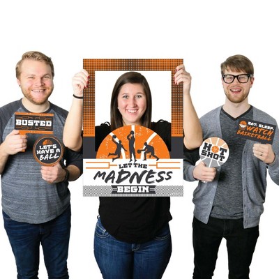 Big Dot of Happiness Basketball - Let The Madness Begin - College Basketball Party Photo Booth Picture Frame & Props - Printed on Sturdy Material