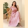 Whizmax Women Plus Size Boho Maxi Dress Short Sleeves High Waist Ruffle Casual Summer Dress with Pockets - 4 of 4