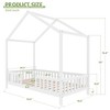 Angel Sar Montessori Floor Bed with Canopy, Twin Size House Shape Toddler Bed Frame with High Railings, White Wood Kids Bed with Roof - 4 of 4