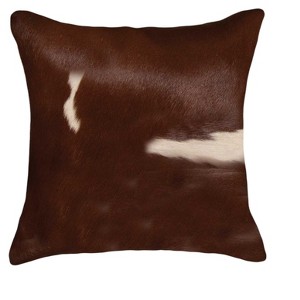 HomeRoots Set of Two 18" Brown And White Cowhide Throw Pillows - 1 of 4