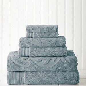 Modern Threads 6 Piece Jacquard Medallion Swirl Towel Set - 1 of 1