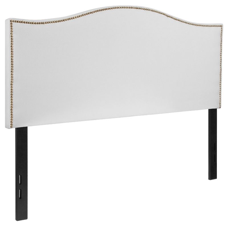 Flash Furniture Lexington Upholstered Full Size Headboard with Accent Nail Trim in White Fabric, 5 of 8