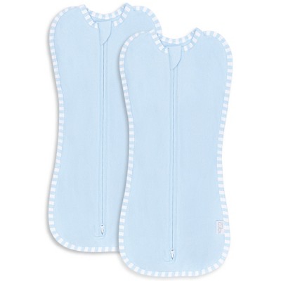 Swaddle Blanket Baby Girl Boy Easy Zipper Wrap 2 Pack Newborn Infant Sleep Sack by Comfy Cubs - Large 3-6 Months - Blue