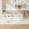 Okak Montessori Floor Bed Twin/Full Size,Modern Low Profile Toddler Bed with Safety Rails, Solid Wood Frame for Kids Bedroom Nursery - 2 of 4