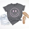 Simply Sage Market Women's Smiley Face Outline Puff Print Short Sleeve Garment Dyed Tee - 3 of 4