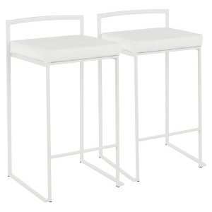 Metal Stackable Counter-Height Contemporary Stool with Padded Seat, Set of 2 for Kitchen or Home Bar - 1 of 4