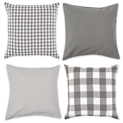 4pk Assorted Throw Pillow Covers Gray 