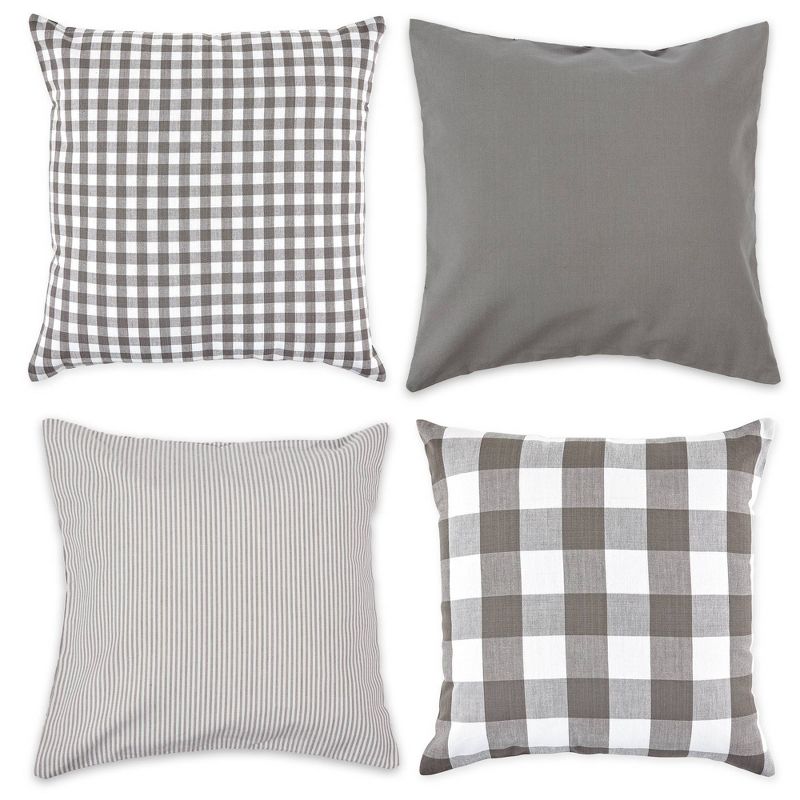 4pk Assorted Throw Pillow Covers Gray/White - Design Imports, 1 of 14