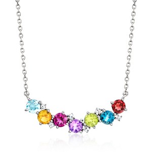 Ross-Simons 3.60 ct. t.w. Scattered Multi-Gemstone Curved Necklace in Sterling Silver Size 18 - 1 of 3