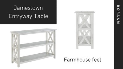 Antique White Jamestown Square End Table with Lower Shelf